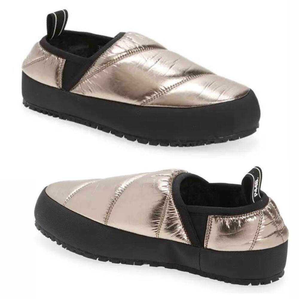 P448 Laby Slip-On Quilted Sneaker Slipper Golnyl Metallic Gold Size 37 Apres Ski